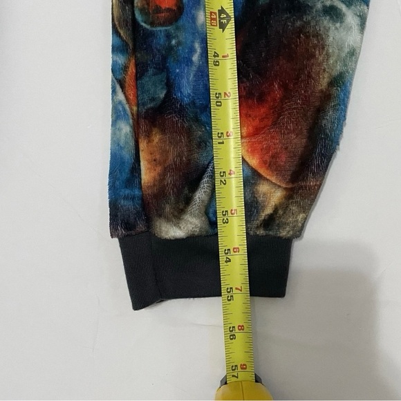 Boys Size 16 Fleece Pajamas Lot of 2 One Piece Blue Space & Food Print - Picture 4 of 7